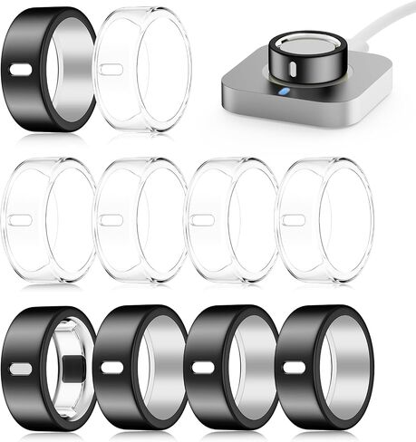 10 عبوات من الأغطية متوافقة مع Oura Ring 4/Gen 3 Heritage/Gen 3 Horizon، (غير متوافقة مع Oura 4 Ceramic)، الشحن مباشرة، واقي أصابع مرن من مادة TPU للتمرين والنساء والرجال مقاس 8 in Kuwait