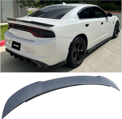 WildWell Rear Trunk Spoiler for 2015-2024 Dodge Charger SXT SRT Hellcat SE Daytona RT GT Pursuit ScatPack, Charger Rear Spoiler Hellcat Style Ducktail Wing Matte Black in Kuwait