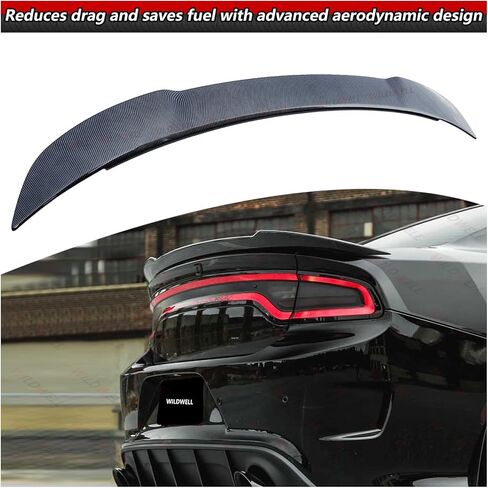 WildWell Rear Trunk Spoiler for 2015-2024 Dodge Charger SXT SRT Hellcat SE Daytona RT GT Pursuit ScatPack, Charger Rear Spoiler Hellcat Style Ducktail Wing Matte Black in Kuwait