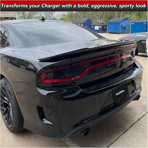 WildWell Rear Trunk Spoiler for 2015-2024 Dodge Charger SXT SRT Hellcat SE Daytona RT GT Pursuit ScatPack, Charger Rear Spoiler Hellcat Style Ducktail Wing Matte Black in Kuwait