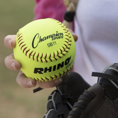 Champion Sports 12 "Syntex Leather Cover Callballs - Poly Core - ضغط متوسطة - NFHS المعتمدة - طبقات مرتفعة - صفراء بصرية - حزمة 12 in Kuwait