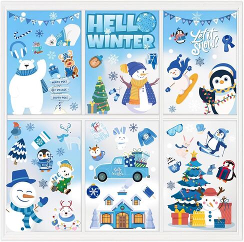 Xzentira 118 PCS Fall Window Clings Watercolor Disco Muple Maple Leaves Scarcrow Window Decorations for Home Office Holiday Party Decore 8 Sheets in Kuwait