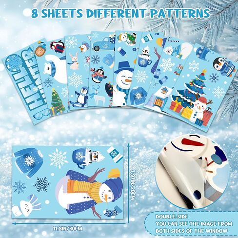 Xzentira 118 PCS Fall Window Clings Watercolor Disco Muple Maple Leaves Scarcrow Window Decorations for Home Office Holiday Party Decore 8 Sheets in Kuwait