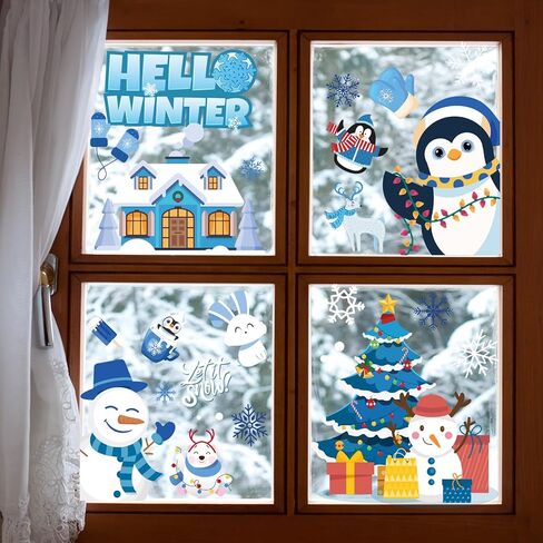 Xzentira 118 PCS Fall Window Clings Watercolor Disco Muple Maple Leaves Scarcrow Window Decorations for Home Office Holiday Party Decore 8 Sheets in Kuwait