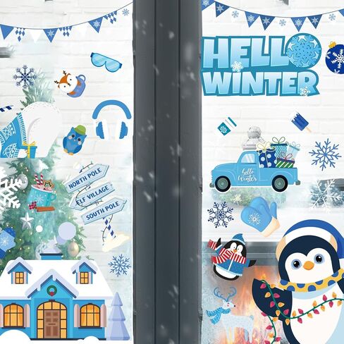 Xzentira 118 PCS Fall Window Clings Watercolor Disco Muple Maple Leaves Scarcrow Window Decorations for Home Office Holiday Party Decore 8 Sheets in Kuwait