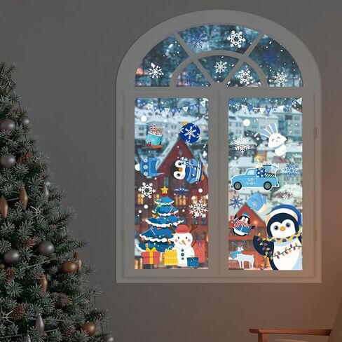 Xzentira 118 PCS Fall Window Clings Watercolor Disco Muple Maple Leaves Scarcrow Window Decorations for Home Office Holiday Party Decore 8 Sheets in Kuwait