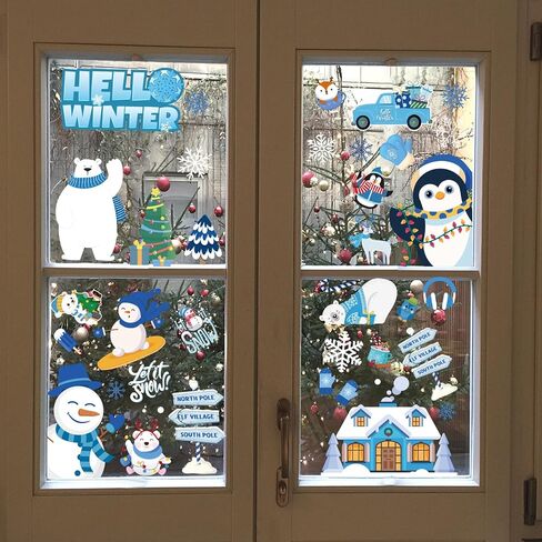 Xzentira 118 PCS Fall Window Clings Watercolor Disco Muple Maple Leaves Scarcrow Window Decorations for Home Office Holiday Party Decore 8 Sheets in Kuwait