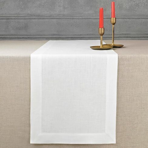 D'Moksha Homes Linen Table Runner 14 × 54 بوصة - 100 ٪ من الكتان النقي المترب العداء in Kuwait