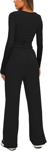 Lounge Sets for Women Long Sleeve High Waist Wide Leg Tracksuits Casual Workout Two Piece Outfits Matching Sets in Saudi Arabia