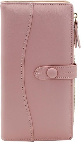 Women Wallet, Bifold Leather Clutch Wallet with Snap Zipper, Long Large Capacity Credit Card Wallet for Women (Black) in Saudi Arabia