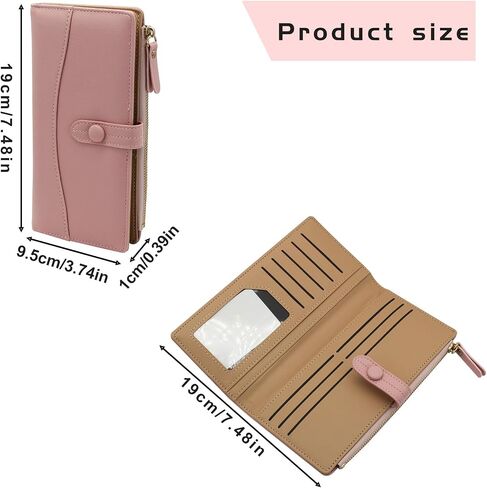 Women Wallet, Bifold Leather Clutch Wallet with Snap Zipper, Long Large Capacity Credit Card Wallet for Women (Black) in Saudi Arabia