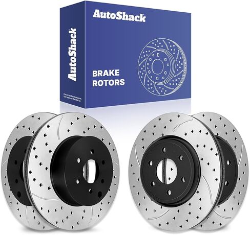 Autoshack Black Hat محفورة ودوارات الفرامل المقطوعة من أدوات استبدال دوارات الفرامل الأمامية والخلفية لعام 2005-2015 Nissan Xterra 2005-2024 Frontier 2009-2012 Suzuki Equator 2.5L 3.8L 4.0L PR41414141412 in Kuwait
