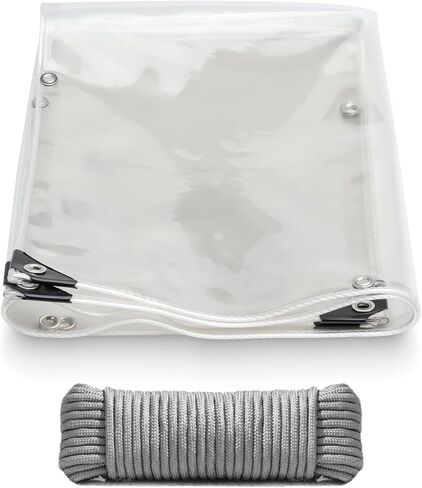 Clear Tarp, 5x7ft Clear Tarps with Grommets,14 MiL Heavy Duty Waterproof with Reinforced Edge for Patio and Pavilion,Porch and Outdoor Garden Pet Hutch Roof in Saudi Arabia