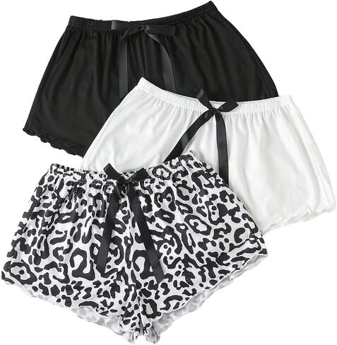 GORGLITTER Women's 3 Pack Plaid Pajama Shorts Soft Letter Sleep Pj Shorts in Saudi Arabia