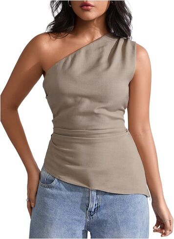 MakeMeChic Women's Off The Shoulder Asymmetrical Tops Going Out Dressy Shirt Tops in Saudi Arabia