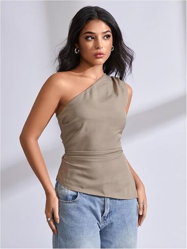 MakeMeChic Women's Off The Shoulder Asymmetrical Tops Going Out Dressy Shirt Tops in Saudi Arabia