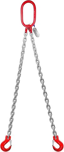 Lifting Chains with Adjuster Hooks 5/16 Inch x 10 Ft 7000lbs / 3.18 Tons G80 Alloy Steel Heavy Duty Industrial Chain Slings for Engine Hoist with 2 Legs Safety Grab Hook(Color-Plated Zinc) in Saudi Arabia