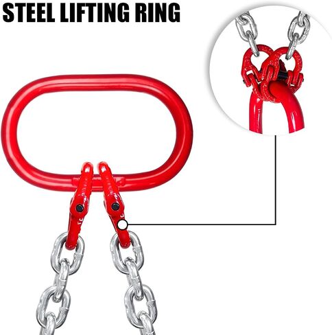 Lifting Chains with Adjuster Hooks 5/16 Inch x 10 Ft 7000lbs / 3.18 Tons G80 Alloy Steel Heavy Duty Industrial Chain Slings for Engine Hoist with 2 Legs Safety Grab Hook(Color-Plated Zinc) in Saudi Arabia