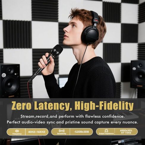 Dynamic Microphone - Premium Handheld Wired Mic with 16ft XLR to 1/4" Audio Cable - Professional Cardioid Vocal Microphone for Singing, Speaking, Karaoke & Living Stage in Kuwait