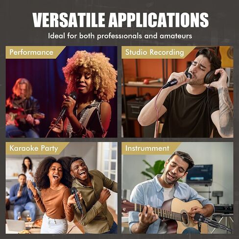 Dynamic Microphone - Premium Handheld Wired Mic with 16ft XLR to 1/4" Audio Cable - Professional Cardioid Vocal Microphone for Singing, Speaking, Karaoke & Living Stage in Kuwait