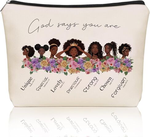 God Says You Are Scripture Makeup Bag Christian Gift: Inspirational Bible Verse Cosmetic Bag, Affirmations Gifts, Encouragement Gifts, Flower Bird Themd Birthday Gifts for Women Girls in Kuwait