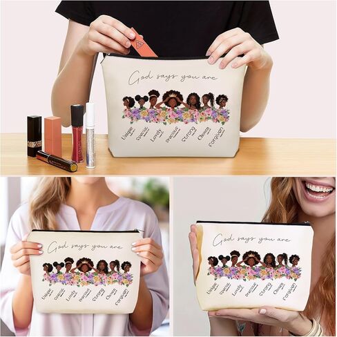 God Says You Are Scripture Makeup Bag Christian Gift: Inspirational Bible Verse Cosmetic Bag, Affirmations Gifts, Encouragement Gifts, Flower Bird Themd Birthday Gifts for Women Girls in Kuwait