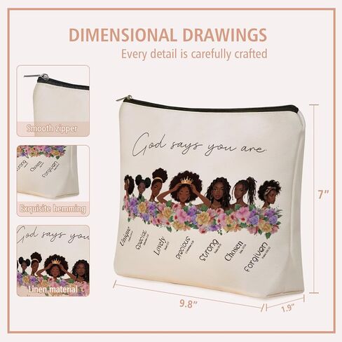 God Says You Are Scripture Makeup Bag Christian Gift: Inspirational Bible Verse Cosmetic Bag, Affirmations Gifts, Encouragement Gifts, Flower Bird Themd Birthday Gifts for Women Girls in Kuwait