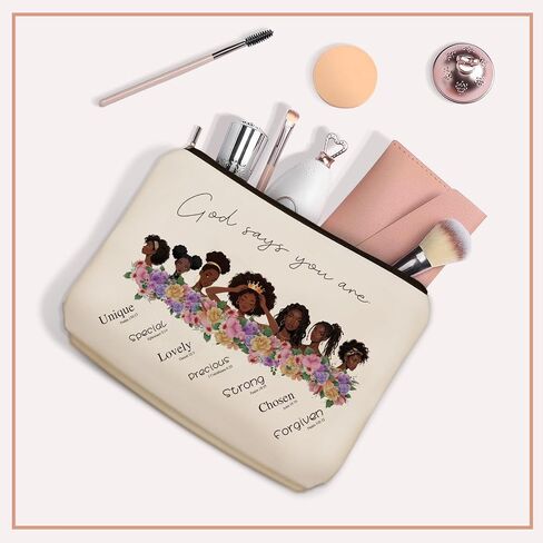 God Says You Are Scripture Makeup Bag Christian Gift: Inspirational Bible Verse Cosmetic Bag, Affirmations Gifts, Encouragement Gifts, Flower Bird Themd Birthday Gifts for Women Girls in Kuwait