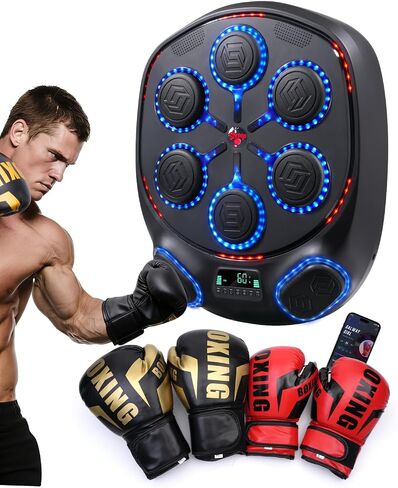 shroop Music Boxing Machine for Adults & Kids — Wall-Mounted Interactive Bluetooth Punch Trainer, High-Sensitivity, Rhythm Adaptation, 6/8 Targets, Ideal for Home, Office, and Gym Use in Saudi Arabia