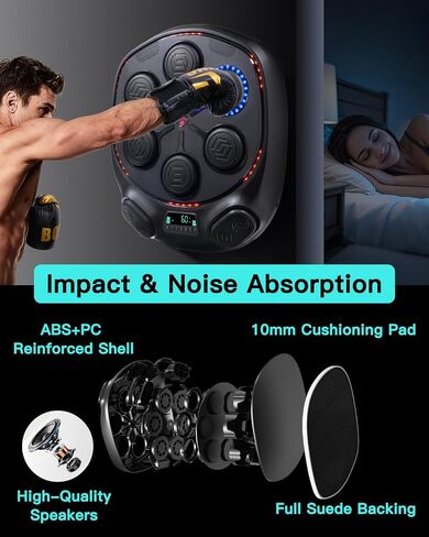 shroop Music Boxing Machine for Adults & Kids — Wall-Mounted Interactive Bluetooth Punch Trainer, High-Sensitivity, Rhythm Adaptation, 6/8 Targets, Ideal for Home, Office, and Gym Use in Saudi Arabia
