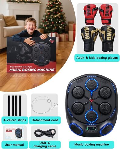shroop Music Boxing Machine for Adults & Kids — Wall-Mounted Interactive Bluetooth Punch Trainer, High-Sensitivity, Rhythm Adaptation, 6/8 Targets, Ideal for Home, Office, and Gym Use in Saudi Arabia