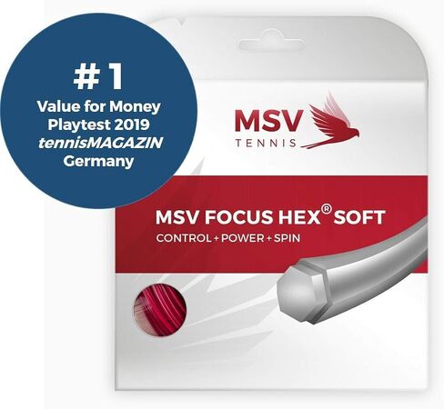MSV Focus HEX Soft Tennis String Set, 16L/1.25 Gauge, Red in Saudi Arabia