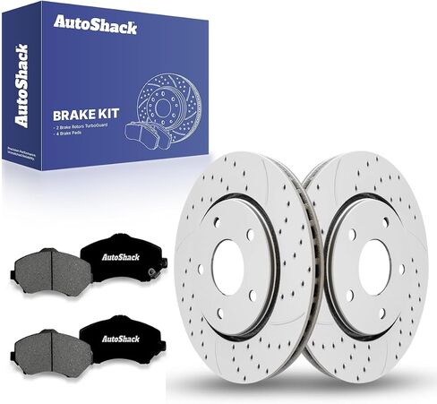 Autoshack Front Brake Kit Replacement for Chrysler Town & Country Dodge Journey 2008-2016 Grand Caravan AWD Disc Brake Rotor with Ceramic Brake Pad 11.9" (302.0 mm) RSCD63053-63053-1273-2-4 in Kuwait