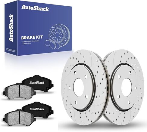 Autoshack Front Brake Kit Replacement for Chrysler Town & Country Dodge Journey 2008-2016 Grand Caravan AWD Disc Brake Rotor with Ceramic Brake Pad 11.9" (302.0 mm) RSCD63053-63053-1273-2-4 in Kuwait
