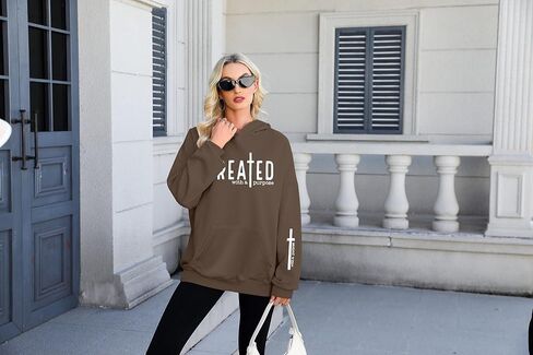 EGELEXY Women Christian Sweatshirt Created with a Purpose Hoodie Religious Faith Shirt Bible Pullover Tops in Kuwait