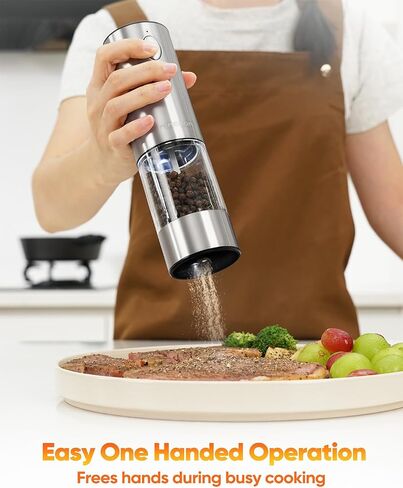 Electric Salt and Pepper Grinder Set,Automatic Salt and Pepper Shakers set Rechargeable Stainless Steel Spice Grinder for Kitchen in Saudi Arabia