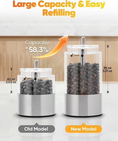 Electric Salt and Pepper Grinder Set,Automatic Salt and Pepper Shakers set Rechargeable Stainless Steel Spice Grinder for Kitchen in Saudi Arabia