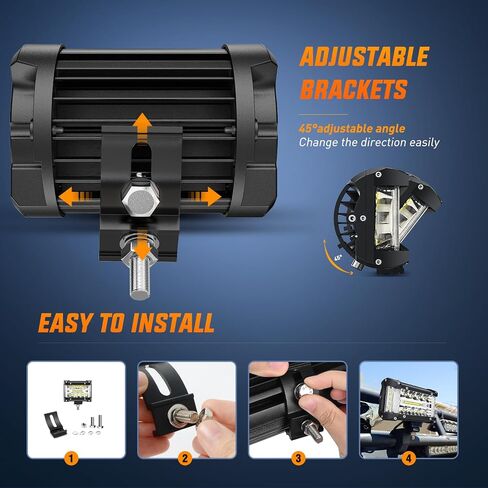 Nilight Side Shooter Light Bar 2 PCS 4.3 Inch Triple Row Spot Flood Combo for Off Road Fog Driving Work Lighting on Truck SUV ATV UTV in Kuwait