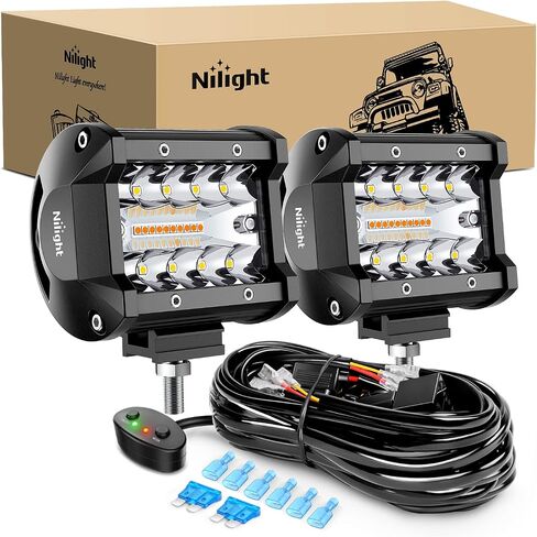 Nilight Side Shooter Light Bar 2 PCS 4.3 Inch Triple Row Spot Flood Combo for Off Road Fog Driving Work Lighting on Truck SUV ATV UTV in Kuwait