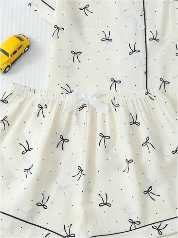 نساء 2 قطعة بيجاما يضع زر قذيفة طباعة أسفل القميص الأكمام القصير والملابس الصيفية Sleepwear in Kuwait