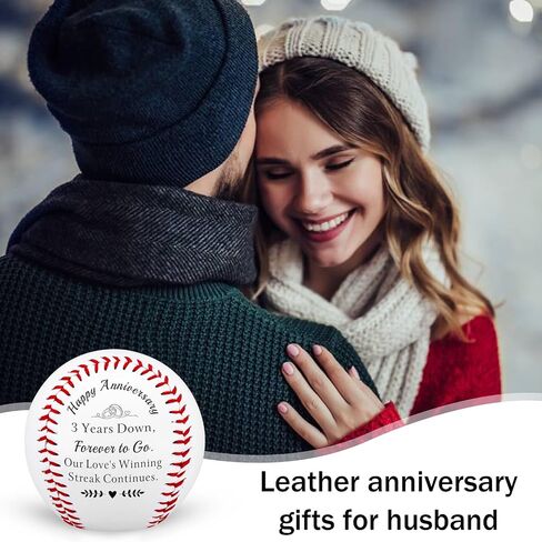 TI-EDC 3rd Anniversary Leather Gifts for Husband Wife Couple, Romantic Leather Gift for Girlfriend Boyfriend 3rd Wedding Anniversario, Sweet 3 Year Anniversary Baseball Gifts for Him Her in Saudi Arabia