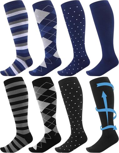 8 Pairs Men Dress Compression Socks Men Knee High Light Compression Socks 8-15 Mmhg Graduated Support Stockings for Father's Day Christmas Gift in Saudi Arabia