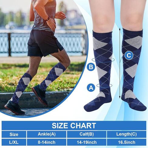 8 Pairs Men Dress Compression Socks Men Knee High Light Compression Socks 8-15 Mmhg Graduated Support Stockings for Father's Day Christmas Gift in Saudi Arabia