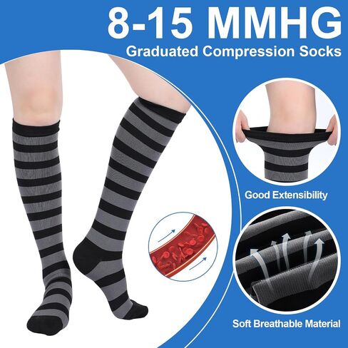 8 Pairs Men Dress Compression Socks Men Knee High Light Compression Socks 8-15 Mmhg Graduated Support Stockings for Father's Day Christmas Gift in Saudi Arabia