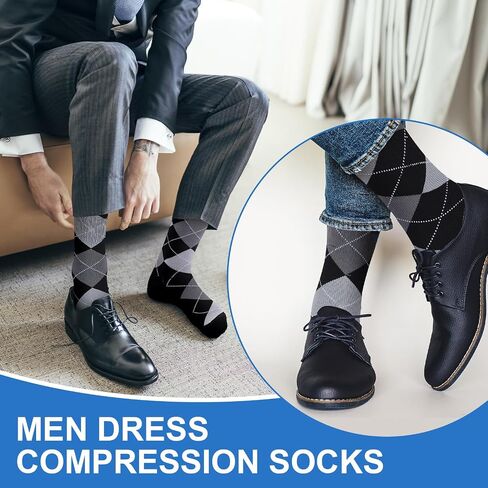 8 Pairs Men Dress Compression Socks Men Knee High Light Compression Socks 8-15 Mmhg Graduated Support Stockings for Father's Day Christmas Gift in Saudi Arabia