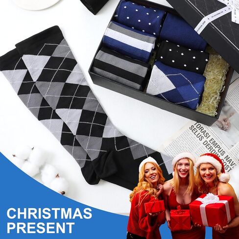 8 Pairs Men Dress Compression Socks Men Knee High Light Compression Socks 8-15 Mmhg Graduated Support Stockings for Father's Day Christmas Gift in Saudi Arabia
