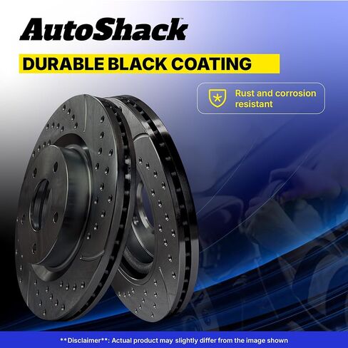 Autoshack Black Hat محفورة ودوارات فرامل محفوفة بالفرامل المقطوعة من طقم استبدال دوار الفرامل الخلفي لعام 2007-2011 Toyota Camry 2008-2012 Avalon 2007-2012 LEXUS ES350 2.4L 2.5L 3.5L V6 FWD PR41435LR in Kuwait