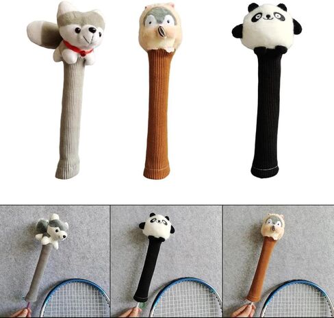Badminton Racket Handle Cover Protector Tennis Racquet Grip Animal Doll Racket Handle Protective Cover, Ideal Gift in Saudi Arabia