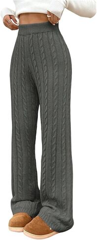 SHENHE Women's Cable Knit Sweater Pants High Waisted Casual Lounge Pants Fall Knit Pants in Kuwait