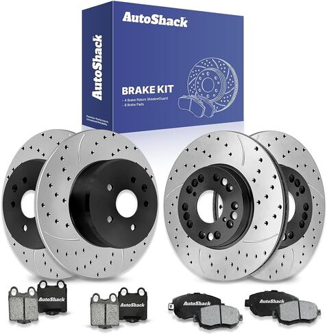 Autoshack Brake Kit استبدال Lexus GS400 1998-2005 GS300 2001-2005 GS430 IS300 2002-2010 SC430 RWD الخلفي الأمامي الخلفي والزخرف المغطى بالقرص المغطى بالقرص الخزفي باك باك باكغ 105 in Saudi Arabia